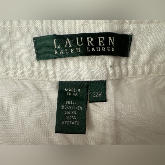 Lauren Ralph Lauren White 100% Linen Lined Midi Skirt Women's SZ. 22W Boho Beach - Picture 5 of 10